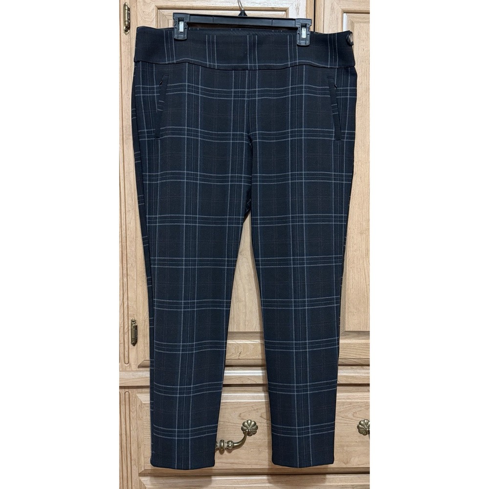 Ann Taylor LOFT Dress Plaid Pants Size 14 Marisa Skinny Black Gray Career Work